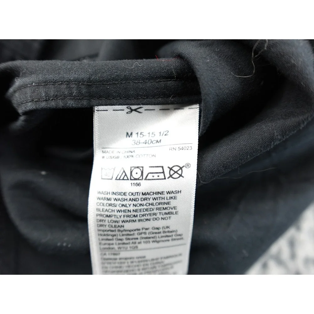 Banana Republic Button Down Mens Medium Black Good Slim Fit Non-Iron Micro-Print
